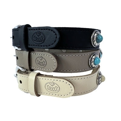 Sazzz Halsband Hond Adventure Stone Classic Leer Creme