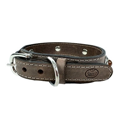Sazzz Halsband Hond Boho Treasure Stone Vintage Leer Bruin