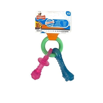 Nylabone Puppy Chew Bijtring Speen / Bot Puppyspeelgoed Bacon