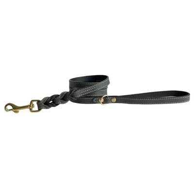 Sazzz Hondenriem Passion Braided Classic Leer Zwart